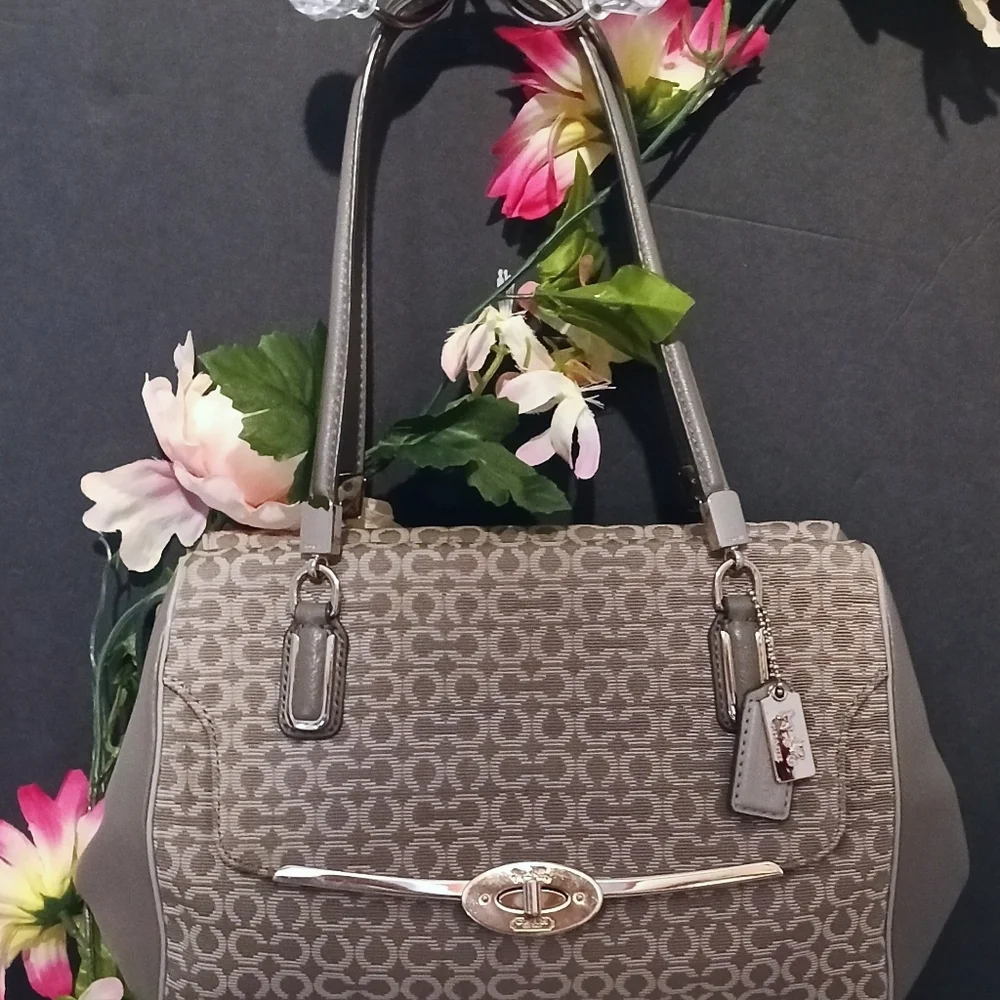 Coach Madison Op Art Gray Shoulder Bag